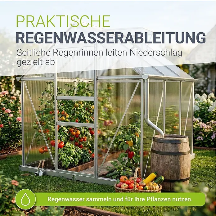 Juskys Gewächshaus Gewächshaus - 190 x 190 cm, Material Seitenwand: Kunststoff, 4 mm, Silber