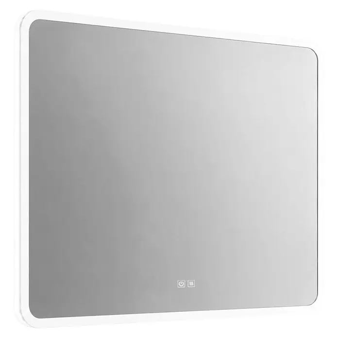 Espejo con luz LED Beth - 100 x 80 cm, Función antivaho, Cuadrado - Espejo cuadrado con esquinas redondeadas, borde iluminado y controles táctiles.