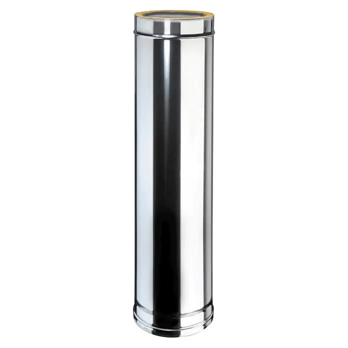 Practic Tubo pared doble - Ø x L: 200 mm x 50 cm, Inox - Bote cilíndrico de acero inoxidable pulido con un borde superior dorado.
