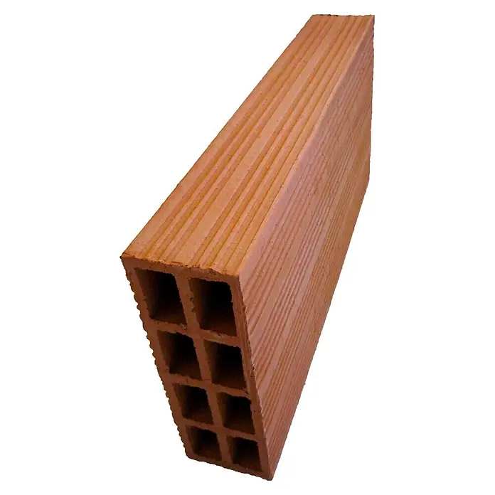 BHS Madrid Ladrillo Rasillón - 40 x 20 x 7 cm, Naranja, Arcilla - Ladrillo hueco de terracota rojiza, con cámaras cuadradas internas para construcción ligera y aislamiento.