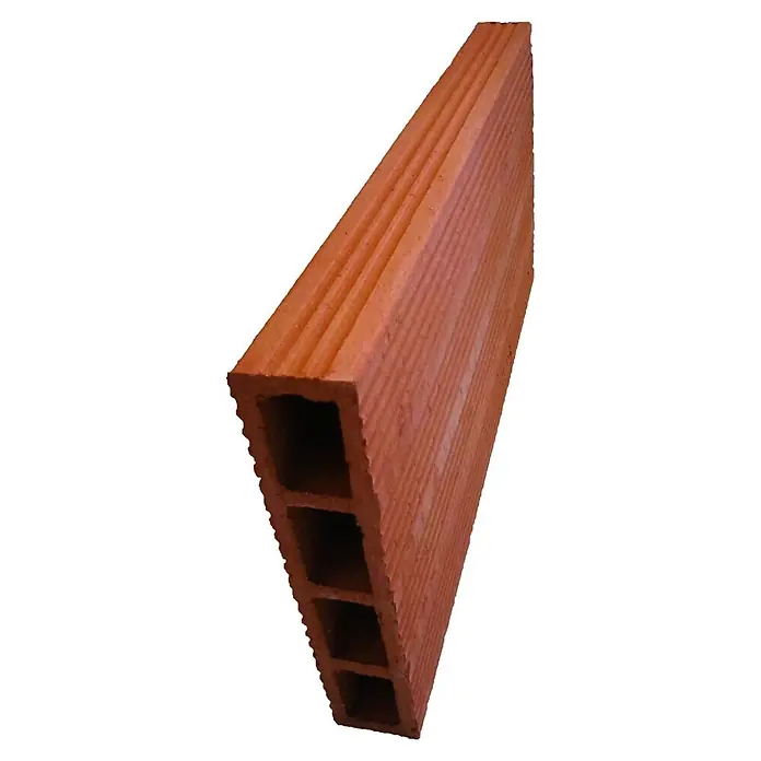 BHS Madrid Ladrillo Rasillón - 40 x 20 x 4 cm, Naranja, Arcilla - Ladrillo hueco de arcilla rojiza con canales internos y superficie estriada, para la construcción.