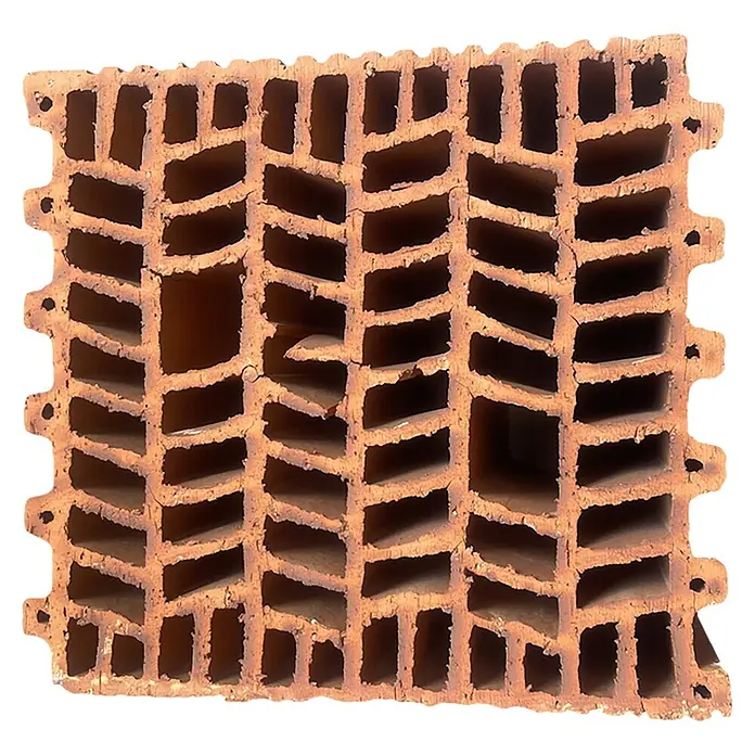 BHS Zaragoza Bloque Termoarcilla - 30 x 19 x 29 cm, Naranja, Arcilla - Bloque hueco de terracota con canales internos para construcción ligera y aislamiento.