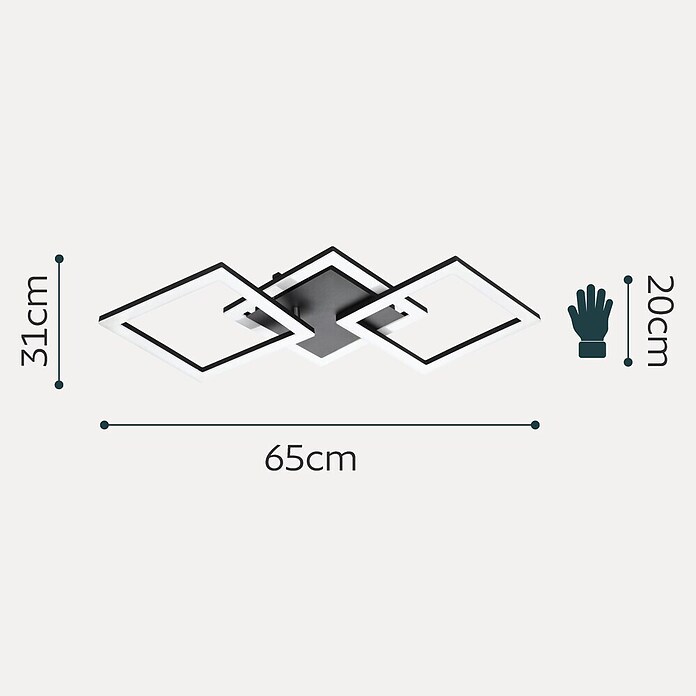 Eglo LED-Deckenleuchte PARANDAY-Z (32,4 W, L x B x H: 65 x 31 x 6 cm, Schwarz) | BAUHAUS