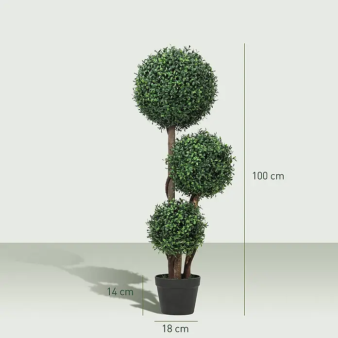 Homcom Kunstpflanze Elegantes Drei-Kugel-Design - 