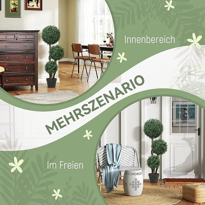 Homcom Kunstpflanze Elegantes Drei-Kugel-Design - 