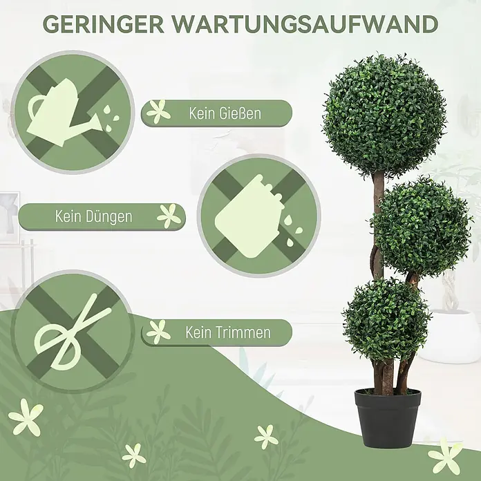 Homcom Kunstpflanze Elegantes Drei-Kugel-Design - 