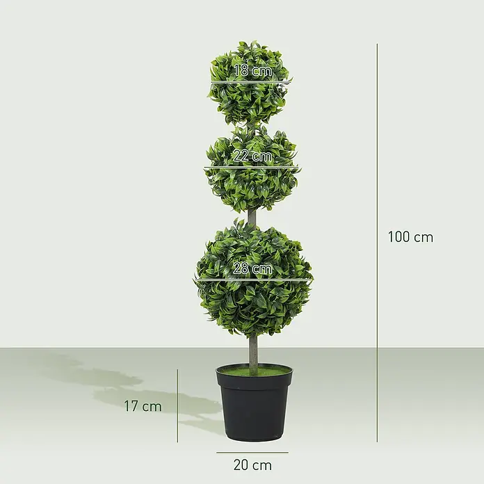 Homcom Kunstpflanze Doppeltes Kugelbaum-Set - 