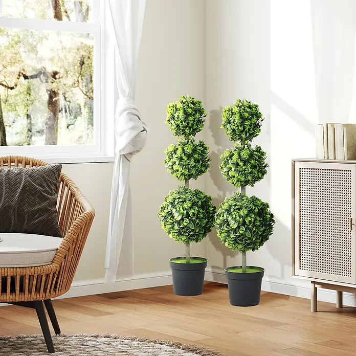 Homcom Kunstpflanze Doppeltes Kugelbaum-Set - 
