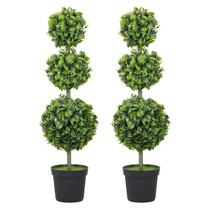 Homcom Kunstpflanze Doppeltes Kugelbaum-Set - 