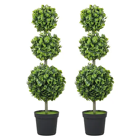 Homcom  Kunstpflanze Doppeltes Kugelbaum-Set