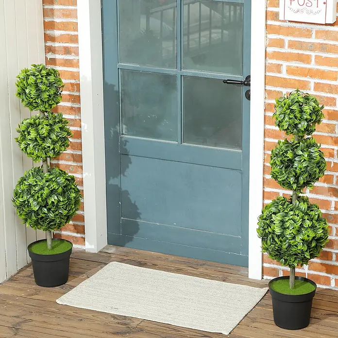 Homcom Kunstpflanze Doppeltes Kugelbaum-Set - 