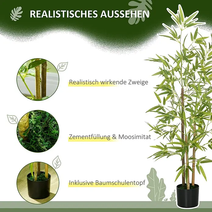 Homcom Kunstpflanze schöner Kunstbambus - 
