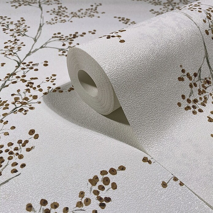 Marburg Novamur Plus Fresh UP Papel pintado de vellón Rama (Blanco/Verde, Floral, 10 x 0,53 m) | BAUHAUS