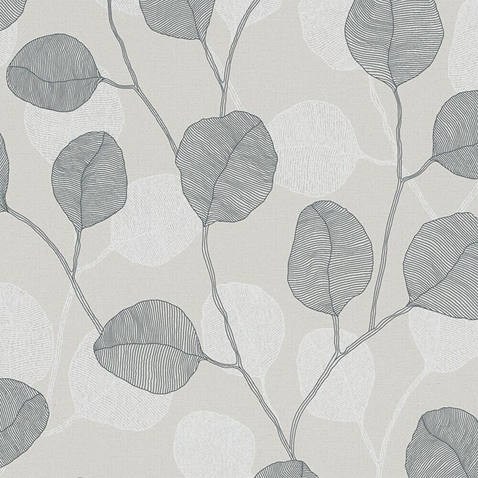 Marburg GZSZ Papel pintado de vinilo (Gris, Floral, 10 x 0,53 m) | BAUHAUS
