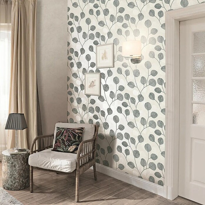 Marburg GZSZ Papel pintado de vinilo (Gris, Floral, 10 x 0,53 m) | BAUHAUS