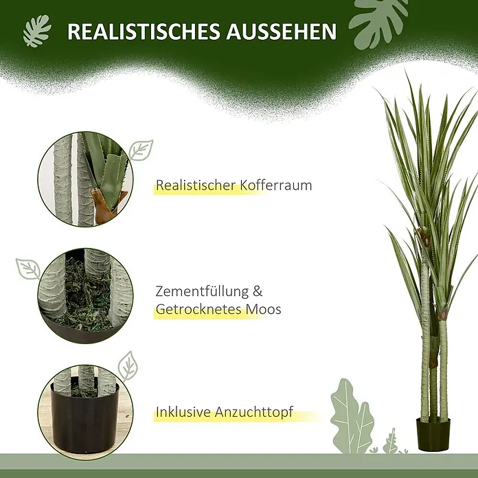 Homcom Kunstpflanze künstliche Yucca - 