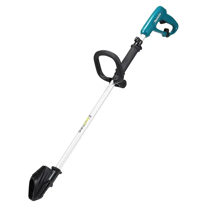 Griffverlängerung - Länge: 1.100 mm, Passend für: Akku-Astscheren DUP180, DUP181 und UP100D - Makita Akku-Rasentrimmer mit türkisem Griff, schwarzem Zusatzgriff und weißem Schaft, schwarzer Trimmerkopf.