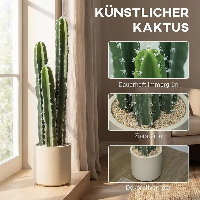 Homcom Kunstpflanze Realistischer Kaktus-Akzent - 