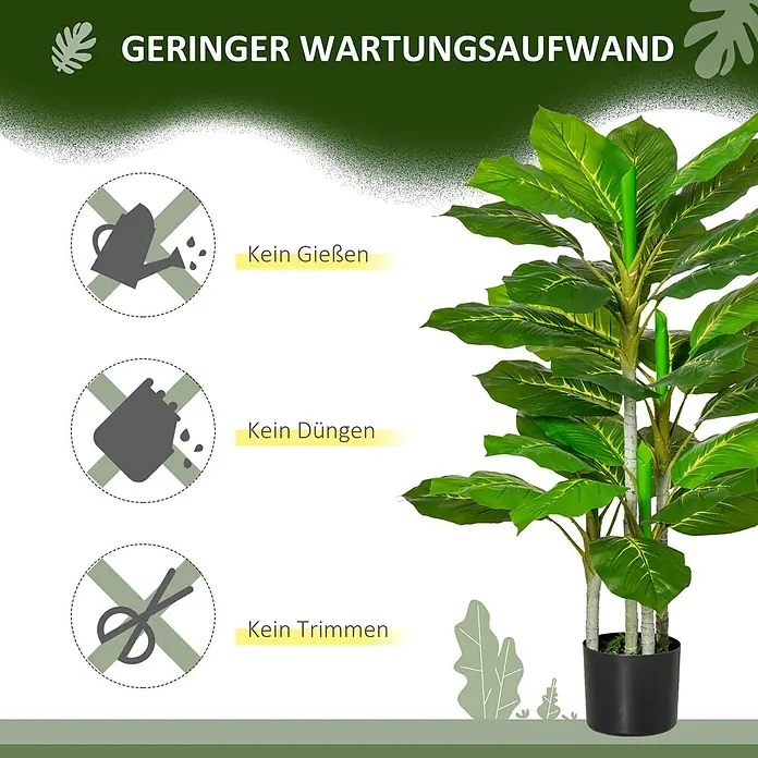 Homcom Kunstpflanze für jeden Raum - Höhe: 95 cm, Blütenfarbe: Grün, Sonstiges