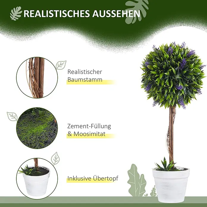 Homcom Kunstpflanze Zwei Packungen - 