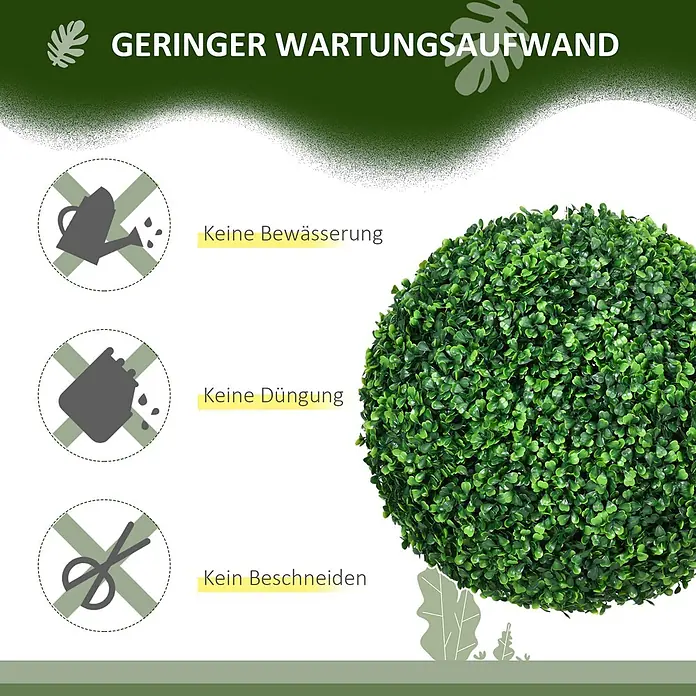 HOMCOM-künstliche Pflanze-Ø40 x 40H cm-Grün -  - Grüner künstlicher Buchsbaumkugel, wartungsarm.