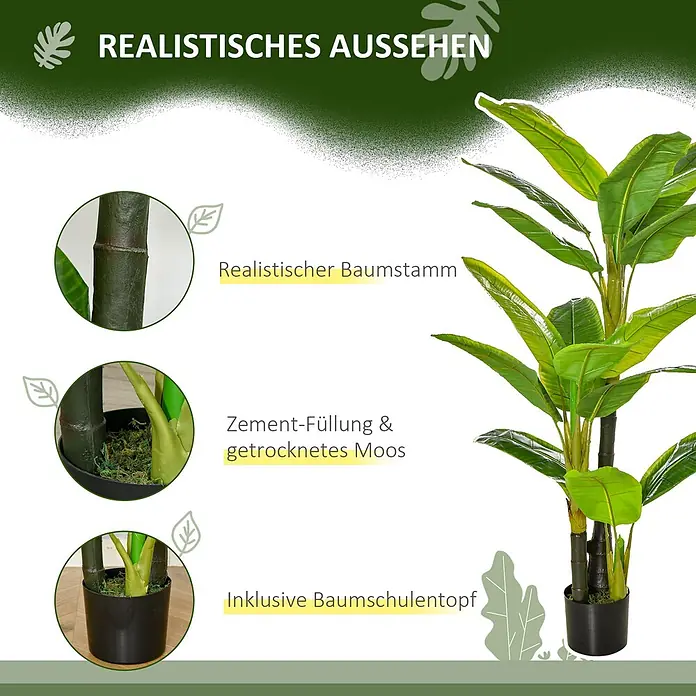 Homcom Kunstpflanze realistisches Aussehen - 