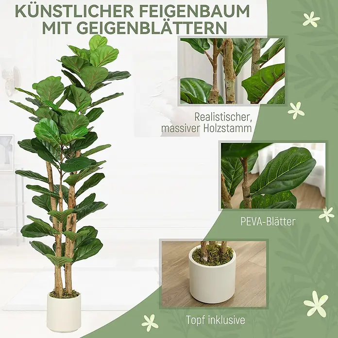 Homcom Kunstpflanze Ultra-realistische Berührung - 
