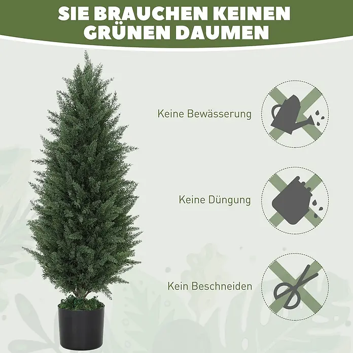 Homcom Kunstpflanze Lebensechtes Zypressedesign - Höhe: 90 cm, Blütenfarbe: Grün, Sonstiges