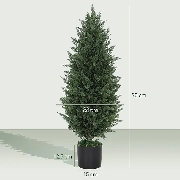 Homcom Kunstpflanze Lebensechtes Zypressedesign - Höhe: 90 cm, Blütenfarbe: Grün, Sonstiges