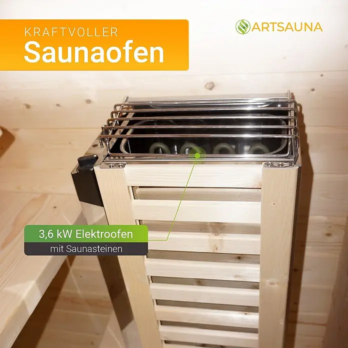 Artsauna Fasssauna Nolvik - Holz, L x B x H: 120 x 128 x 194 cm
