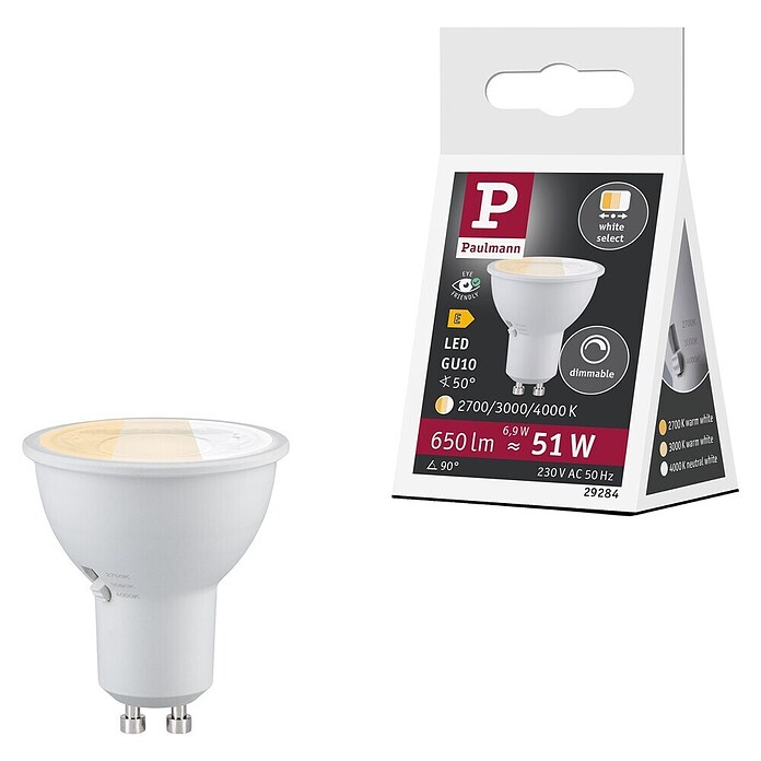 Paulmann LED-Lampe GU10 3CCT (GU10, Dimmbar, Warmweiß, 6,9 W) | BAUHAUS