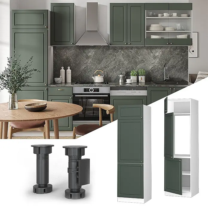 Vicco Schrankküche Fame-Line Grün-Gold Landhaus - Grün-Gold Landhaus, Kühlumbauschrank 60 cm