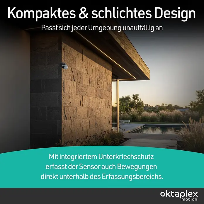 Oktaplex Motion Bewegungsmelder Bea - Reichweite Sensor: 12 m, Anthrazit, Erfassungswinkel Sensor: 180 °, L x B x H: 92 x 76 x 64 mm
