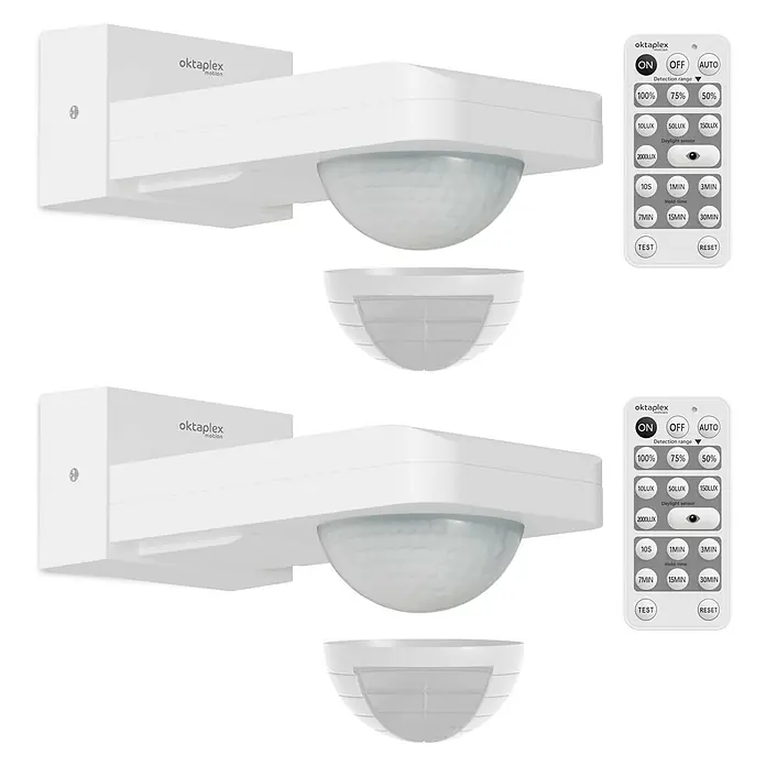 Oktaplex Motion Bewegungsmelder Tea - Reichweite Sensor: 9 m, Weiß, Erfassungswinkel Sensor: 360 °, L x B x H: 174 x 87 x 66 mm