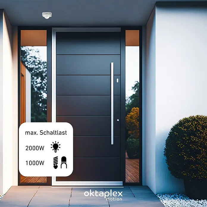 Oktaplex Motion Bewegungsmelder Tim - Reichweite Sensor: 9 m, Weiß, Erfassungswinkel Sensor: 360 °, L x B x H: 102 x 102 x 60 mm