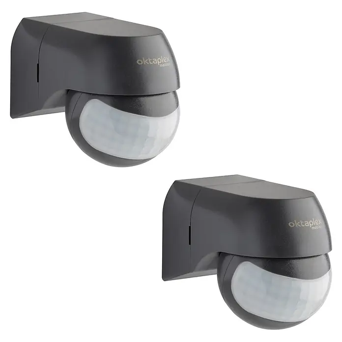 Oktaplex Motion Bewegungsmelder Ana - Reichweite Sensor: 12 m, Anthrazit, Erfassungswinkel Sensor: 180 °, L x B x H: 80 x 55 x 65 mm