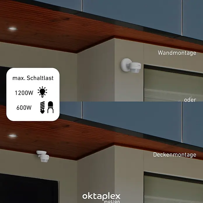 Oktaplex Motion Bewegungsmelder Mia - Reichweite Sensor: 10 m, Anthrazit, Erfassungswinkel Sensor: 360 °, L x B x H: 85 x 123 x 89 mm