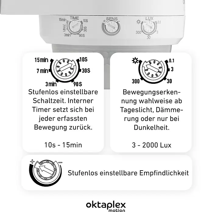 Oktaplex Motion Bewegungsmelder Mia - Reichweite Sensor: 10 m, Anthrazit, Erfassungswinkel Sensor: 360 °, L x B x H: 85 x 123 x 89 mm