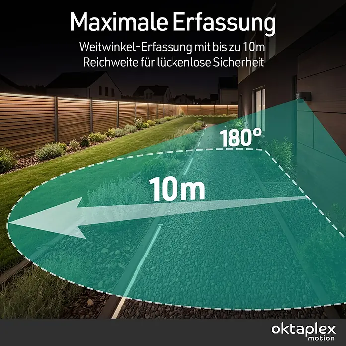 Oktaplex Motion Bewegungsmelder Ana - Reichweite Sensor: 10 m, Anthrazit, Erfassungswinkel Sensor: 180 °, L x B x H: 80 x 55 x 65 mm