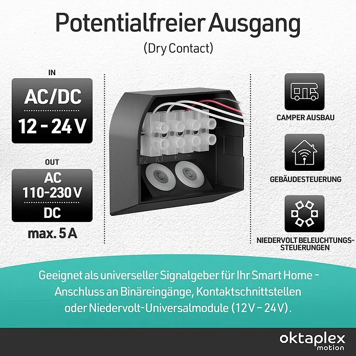 Oktaplex Motion Bewegungsmelder Ana - Reichweite Sensor: 10 m, Anthrazit, Erfassungswinkel Sensor: 180 °, L x B x H: 80 x 55 x 65 mm