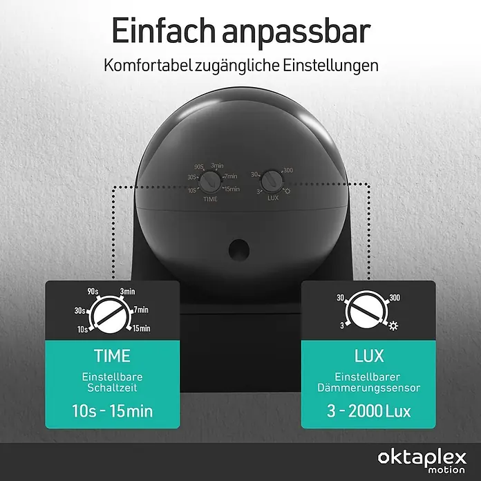 Oktaplex Motion Bewegungsmelder Ana - Reichweite Sensor: 10 m, Anthrazit, Erfassungswinkel Sensor: 180 °, L x B x H: 80 x 55 x 65 mm