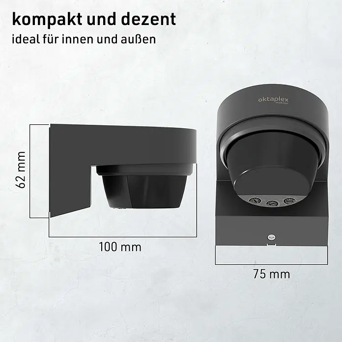 Oktaplex Lighting Bewegungsmelder Eva - Reichweite Sensor: 12 m, Anthrazit, Erfassungswinkel Sensor: 240 °, L x B x H: 100 x 75 x 62 mm