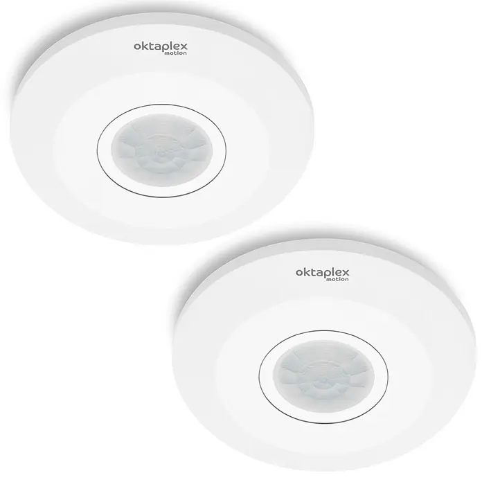 Oktaplex Motion Bewegungsmelder Ina - Reichweite Sensor: 10 m, Weiß, Erfassungswinkel Sensor: 360 °, L x B x H: 115 x 115 x 24 mm