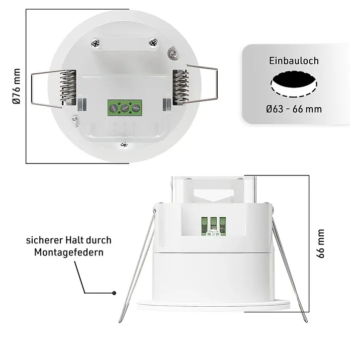 Oktaplex Motion Bewegungsmelder Noa - Reichweite Sensor: 3 m, Weiß, Erfassungswinkel Sensor: 360 °, L x B x H: 76 x 76 x 66 mm