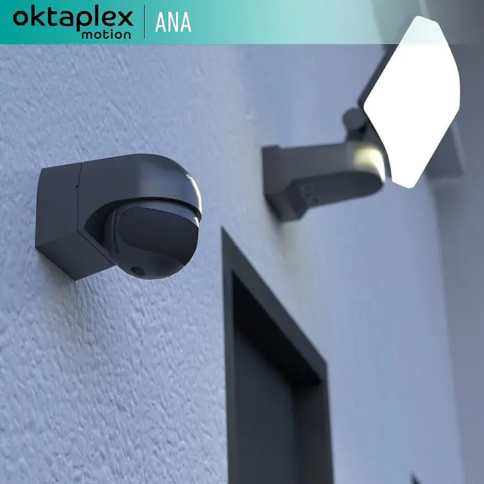 Oktaplex Motion Bewegungsmelder Ana - Reichweite Sensor: 10 m, Schwarz, Erfassungswinkel Sensor: 180 °, L x B x H: 80 x 55 x 65 mm