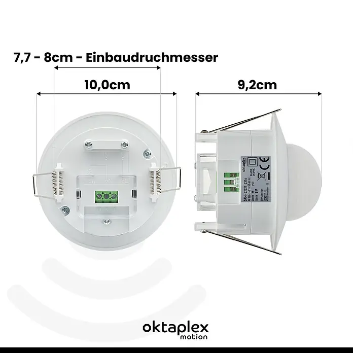 Oktaplex Motion Bewegungsmelder Sam - Reichweite Sensor: 10 m, Weiß, Erfassungswinkel Sensor: 360 °, L x B x H: 100 x 100 x 92 mm