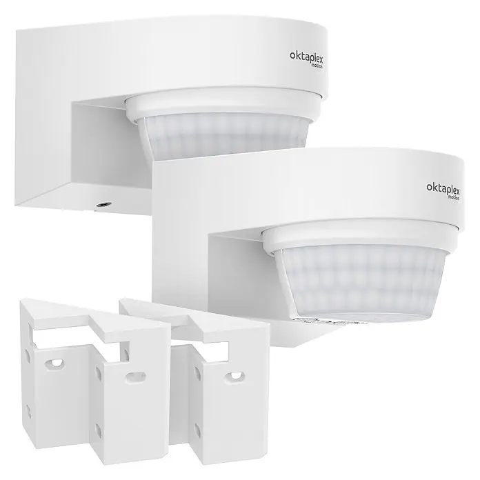 Oktaplex Lighting Bewegungsmelder Eva - Reichweite Sensor: 14 m, Weiß, Erfassungswinkel Sensor: 240 °, L x B x H: 100 x 75 x 62 mm