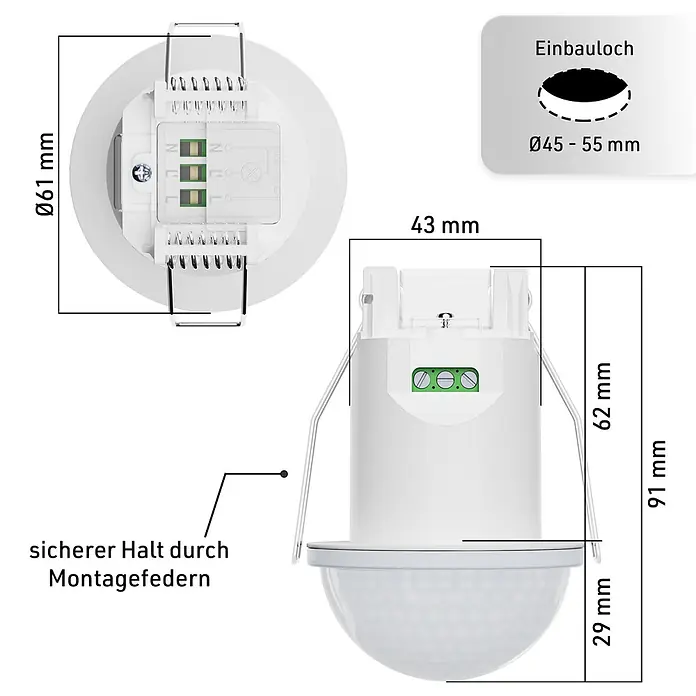 Oktaplex Motion Bewegungsmelder Kim - Reichweite Sensor: 10 m, Weiß, Erfassungswinkel Sensor: 360 °, L x B x H: 61 x 61 x 91 mm