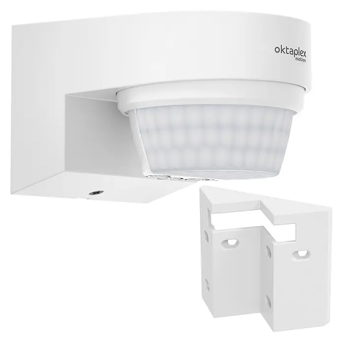 Oktaplex Lighting Bewegungsmelder Eva - Reichweite Sensor: 14 m, Weiß, Erfassungswinkel Sensor: 240 °, L x B x H: 100 x 75 x 62 mm
