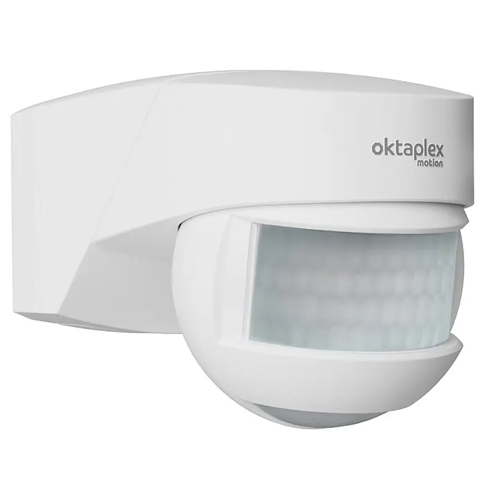 Oktaplex Motion Bewegungsmelder Lea - Reichweite Sensor: 12 m, Weiß, Erfassungswinkel Sensor: 180 °, L x B x H: 135 x 72 x 76 mm